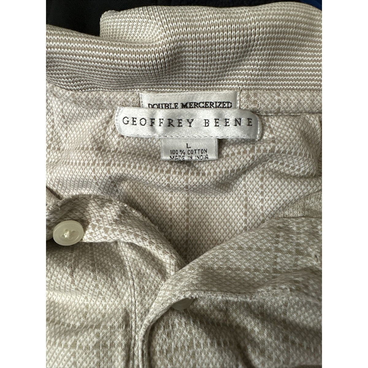 Men’s Beige Geoffrey Beene Large Polo Shirt Double mercerized