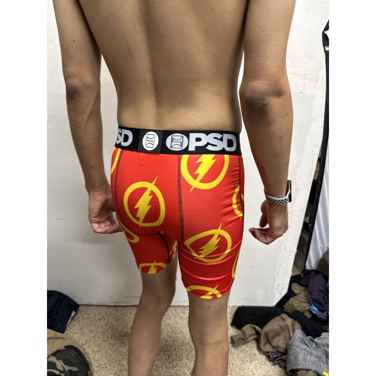 Men’s PSD Small Boxer Briefs Red Orange Flash Design