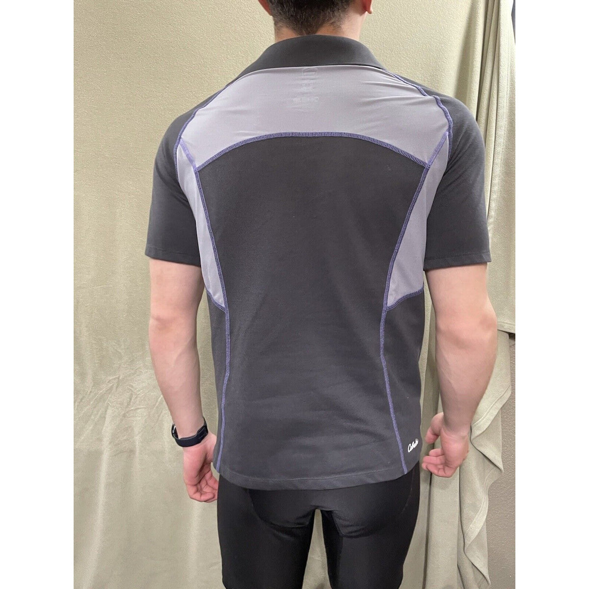 Cabela's XPG Medium Polo Shirt Top Short Sleeve Cool Phase Black Gray Purple