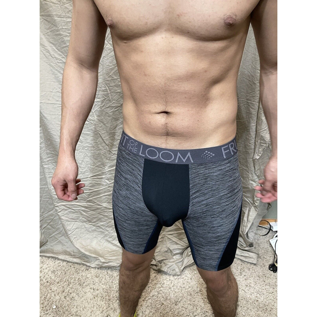 men's fruit of the loom black And Gray compression boxer shorts breathable  S