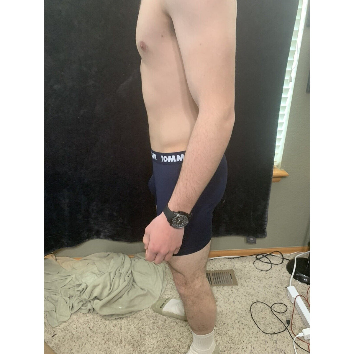 Tommy Hilfiger NavyBlue Men’s Medium Compression Boxer Briefs Trunks 4% Elastane