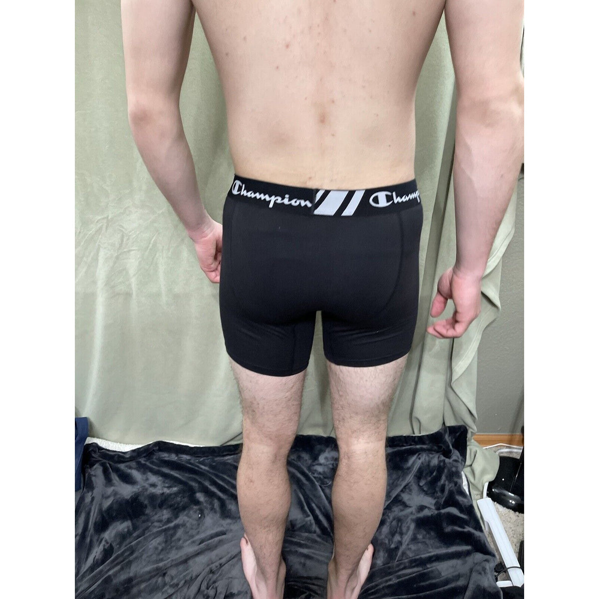 Champion Men's Boxer Briefs Underwear Size Large Black 5% Spandex New
