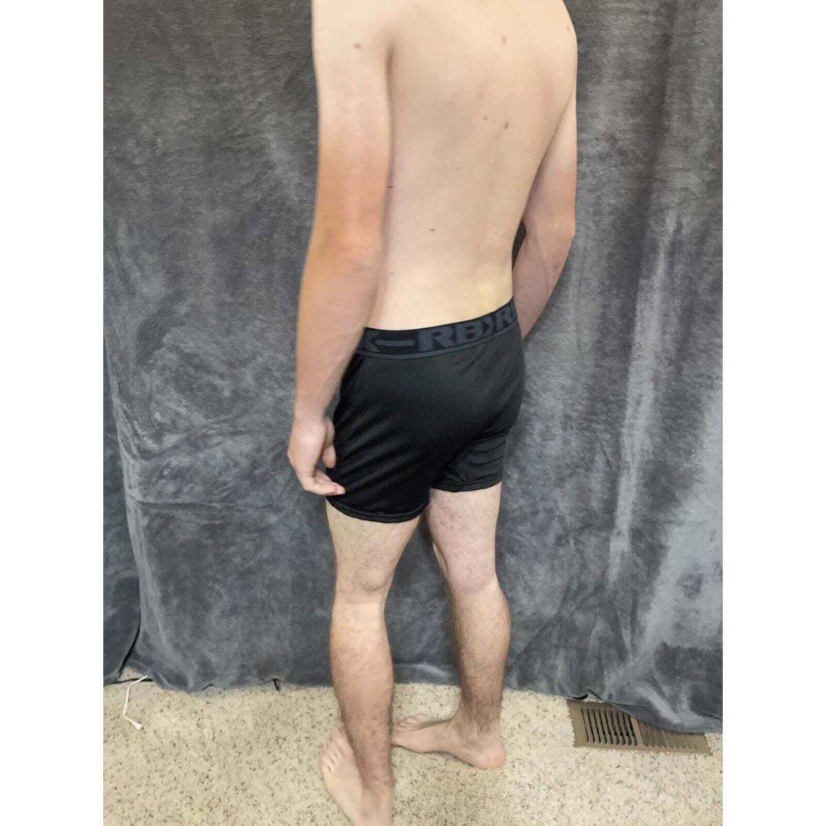 men's Black with Black Band RBX large compression boxer briefs 10% spandex