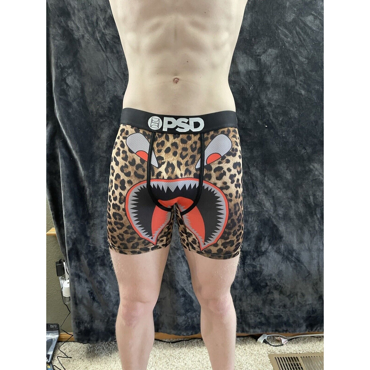Men’s PSD Cheetah Pattern Angry Face Boxer Briefs Large