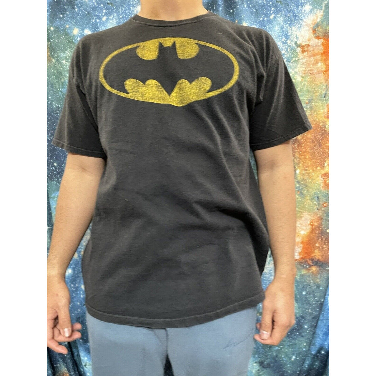 Batman Black XL Cotton T-shirt short sleeve Yellow logo