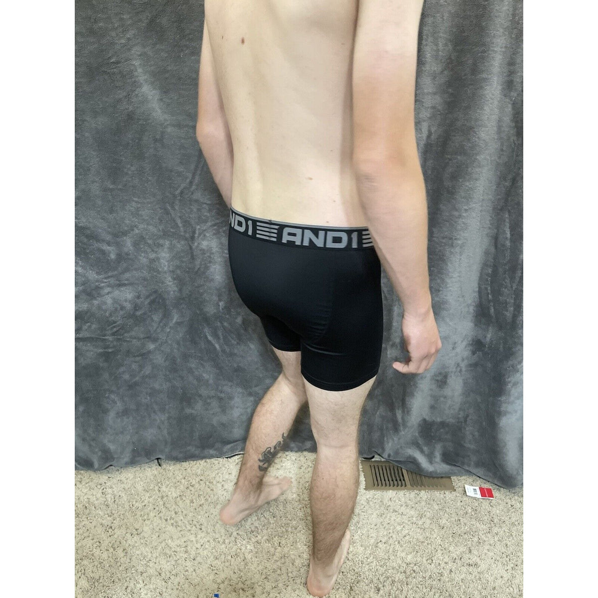 men's and1 medium black 10% spandex compression boxer brief