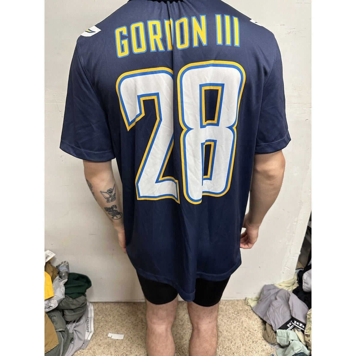 Men’s NFL Players Chargers Large 28 Gordon III Nike Dri Fit Jersey Onfield