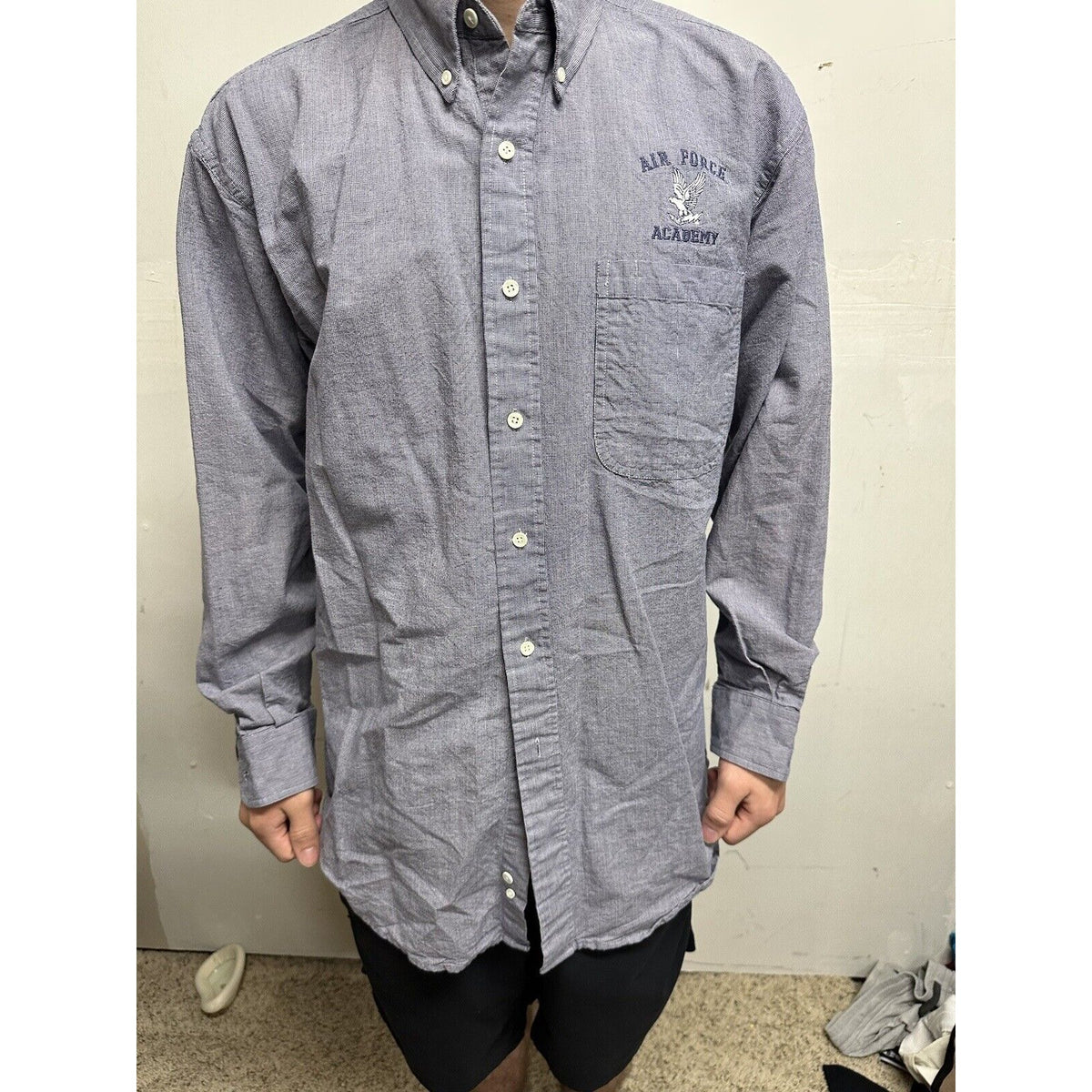 Men’s Blue Vantage Medium Long Sleeve Button Up Air Force Academy USAFA Shirt