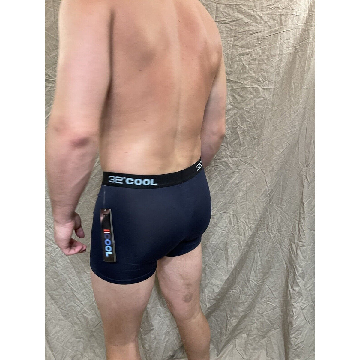 men's 32 degree cool navy compression boxer brief Large