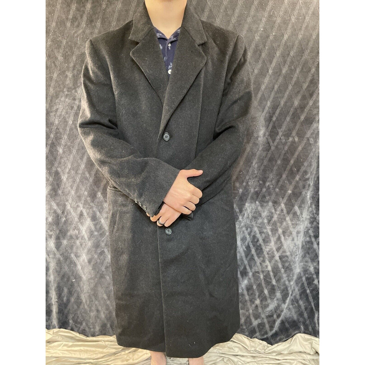 men’s today’s man brookcraft russian black wool poly cashmere coat
