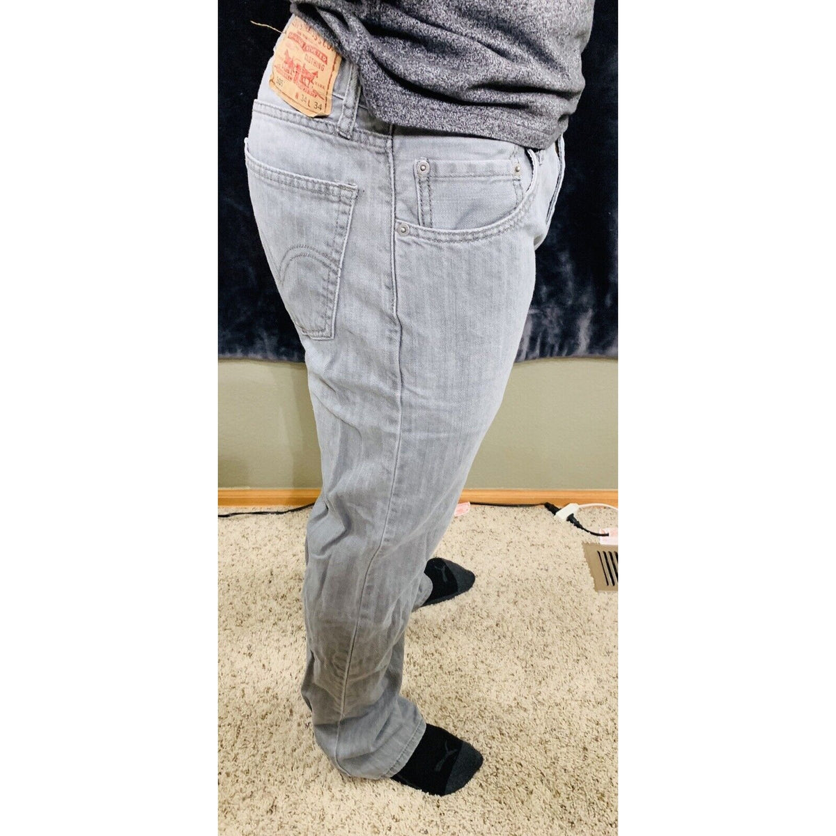 Men’s LEVI STRAUSS 505 Jeans Gray Straight Fit 34x34