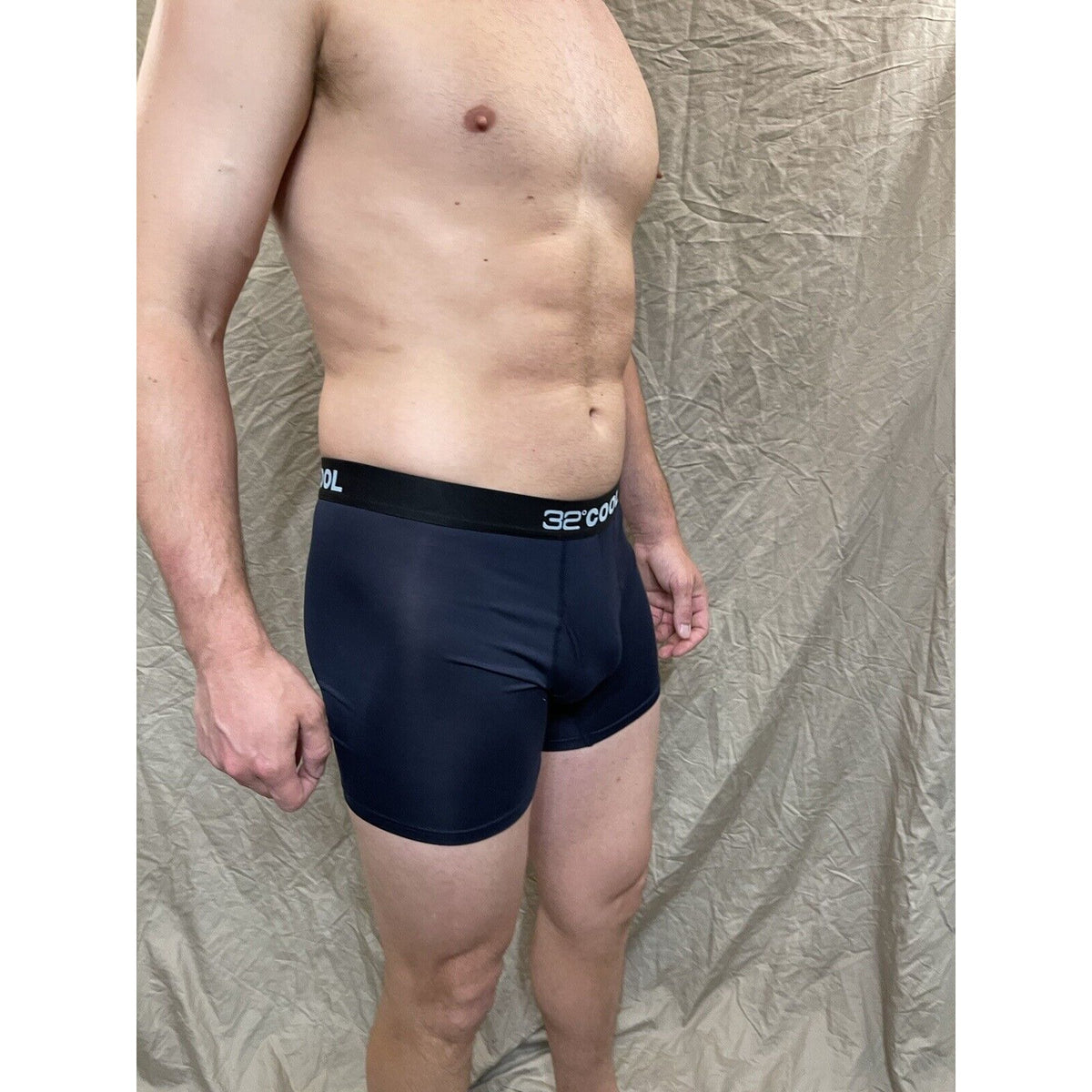 men's 32 degree cool navy compression boxer brief Small