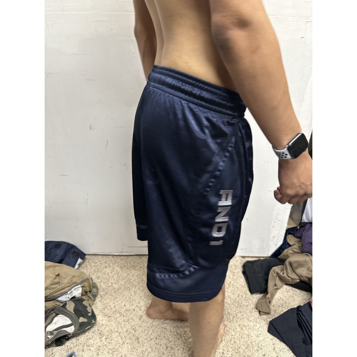 Men’s Dark Blue Small AND1 Athletic Shorts With Pockets
