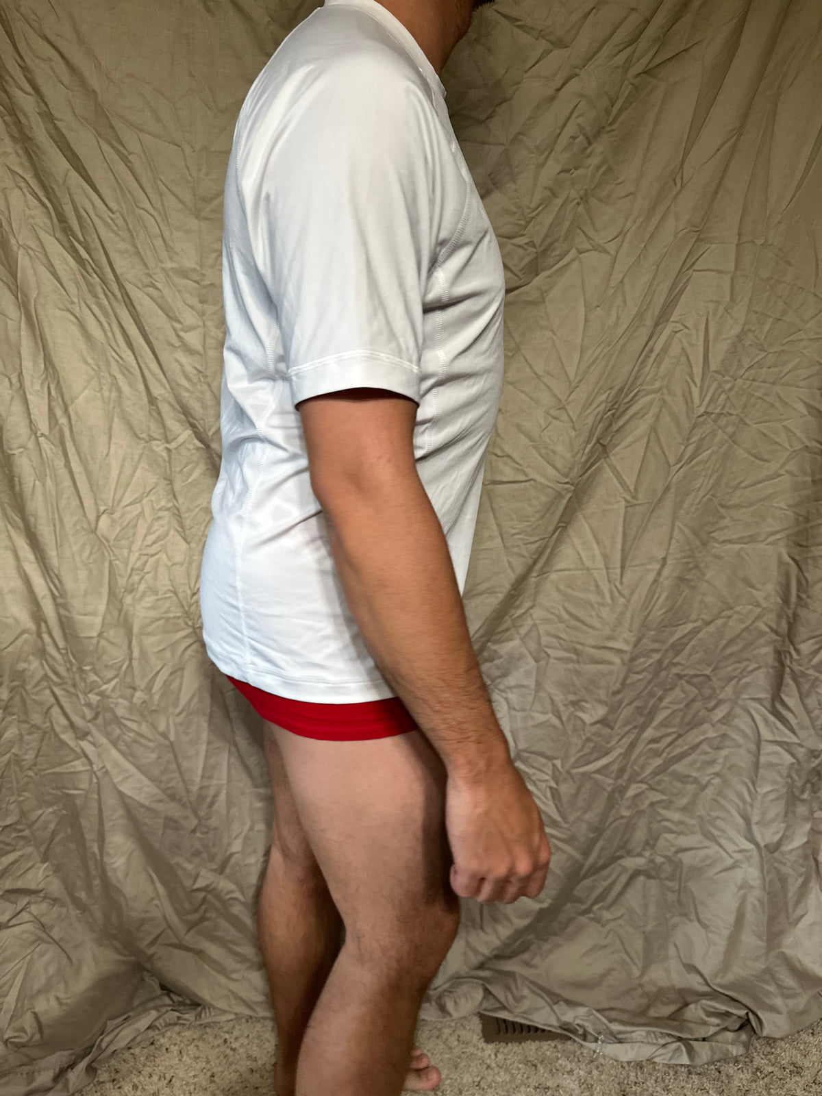 Men’s white lands end size small compression shirt short sleeve