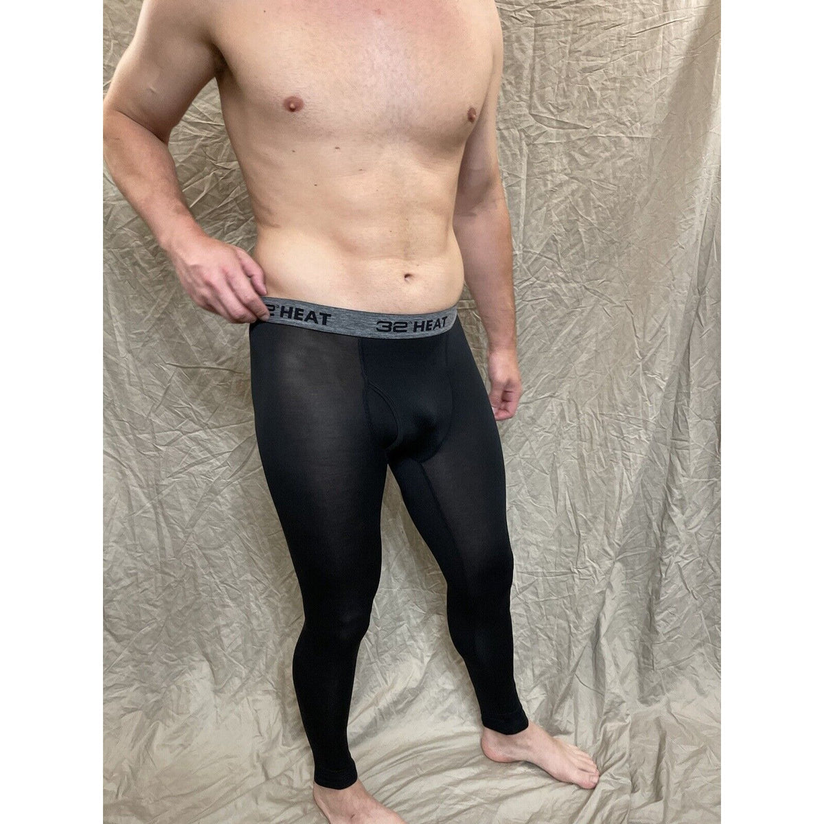 men's 32 degree heat black base layer long underwear leggings Medium