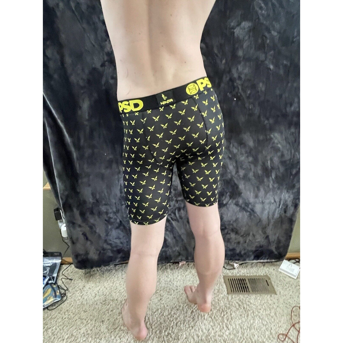 Men’s PSD Black and Yellow Ninja Boxer Briefs Medium