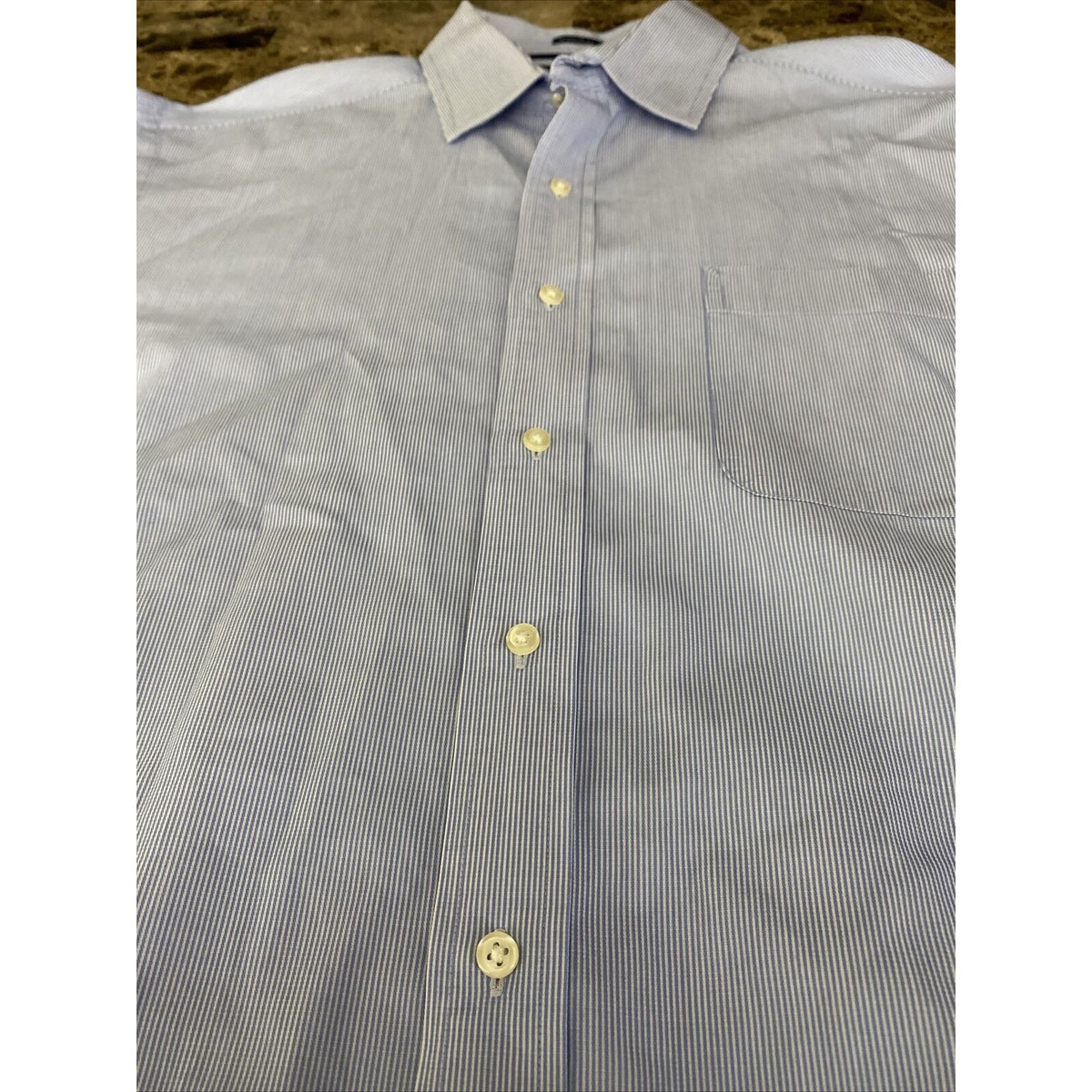 Tommy Hilfiger Men’s Size 16 Regular Fit Blue Stripes Button-down Long Sleeves