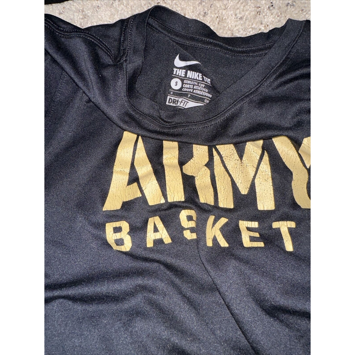 Men’s Black Army West Point Basketball Athletic Cut Small Team Tshirt Nike