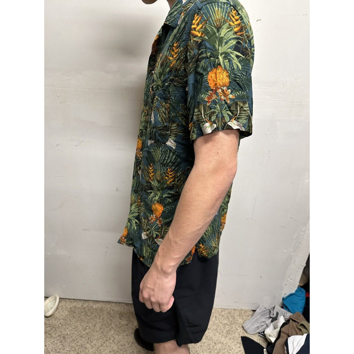 Men’s Medium Goodfellow Tropical Hawaiian Shirt Button Up Short Sleeve