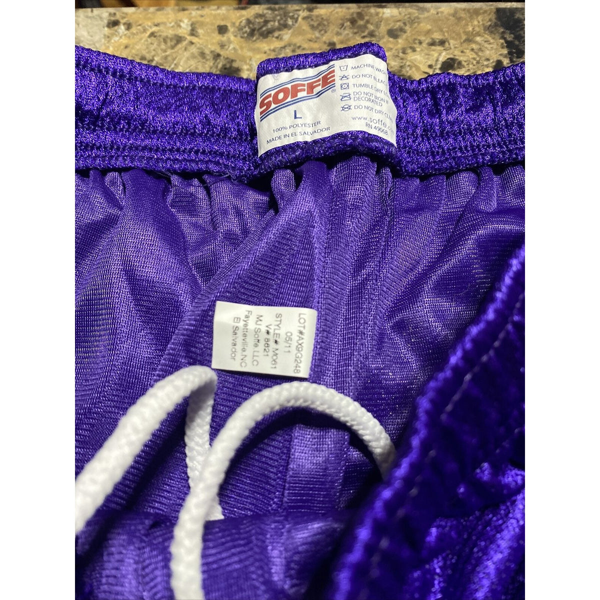 Soffe Men’s Large Purple Basketball Training Polyester Mesh Shorts
