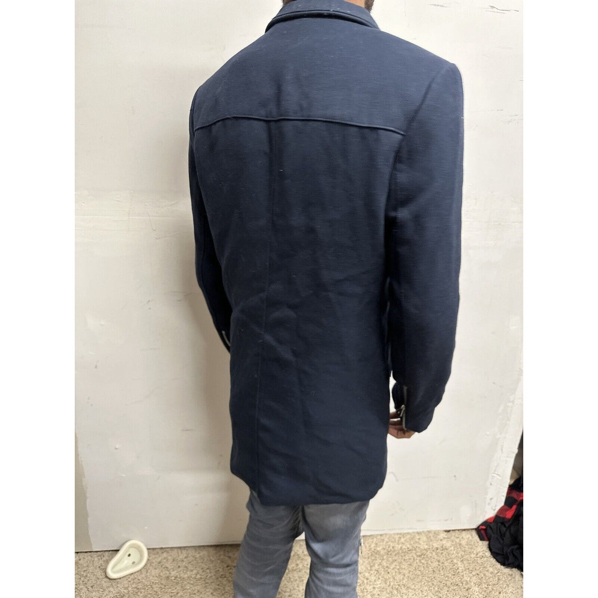 Men’s Dark Blue H&M 38R Zip Up And Snap Jacket Poly & Viscose