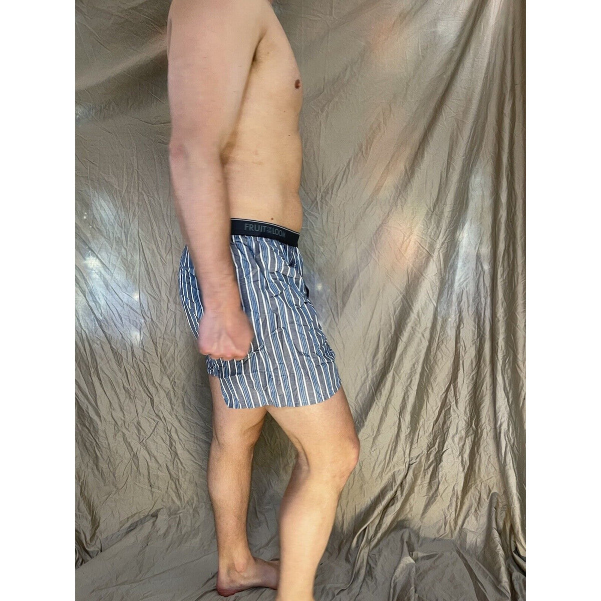 men's fruit of the loom Striped blue boxer shorts large