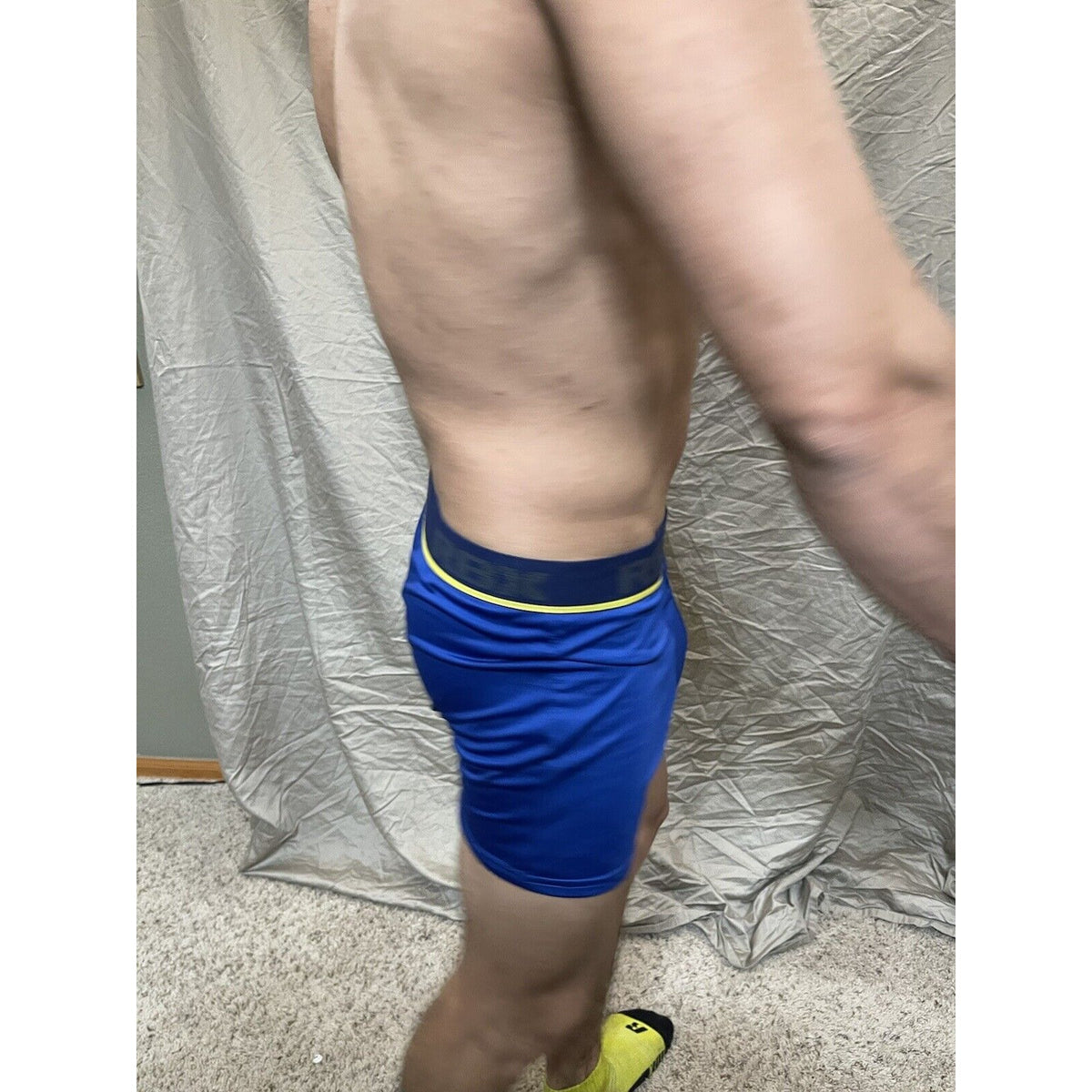 Men's RBX active polyester spandex royal blue compression boxer shorts Large