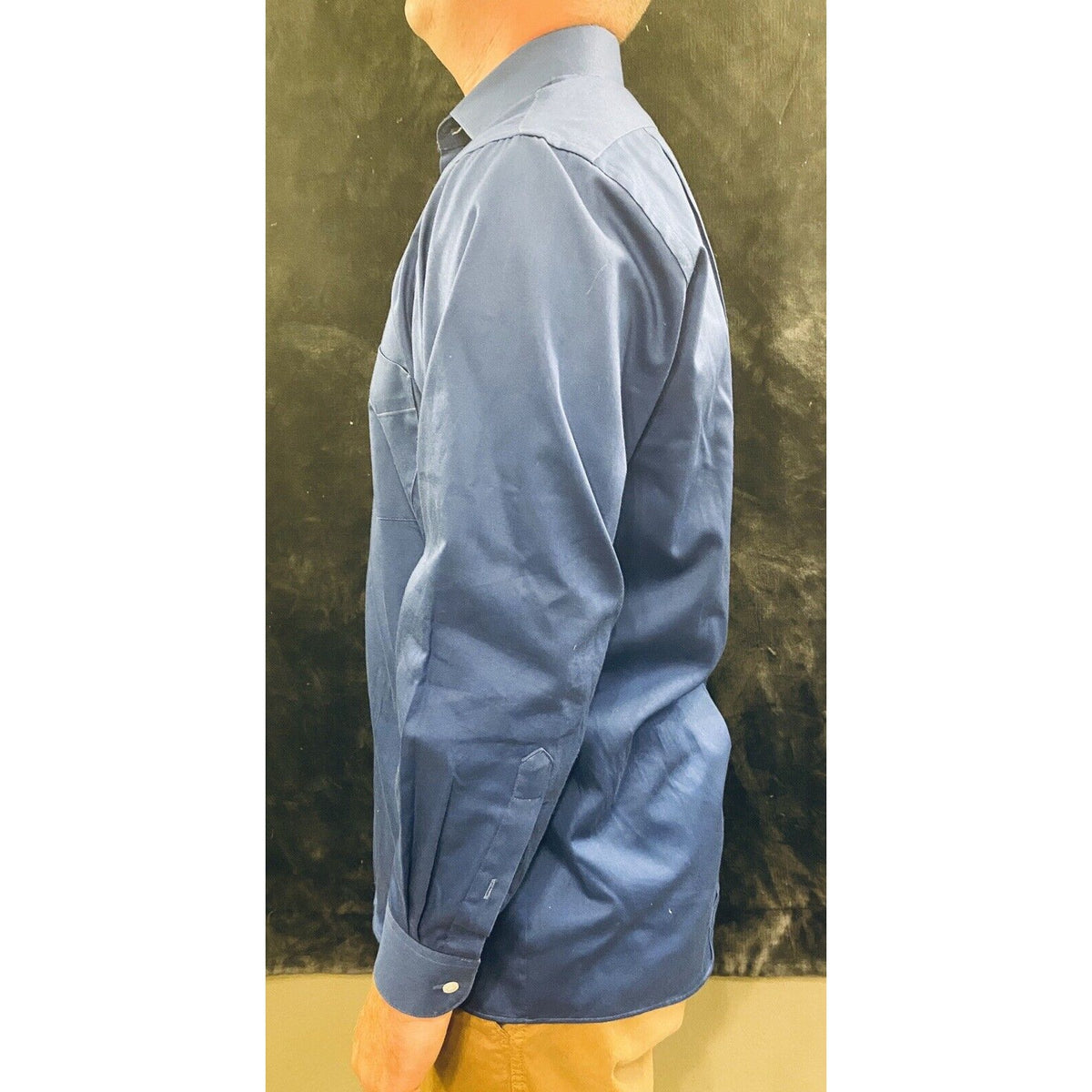 Van Heusen Lux Sateen  - dark blue mens dress shirt long sleeve 15 1/2 32/33
