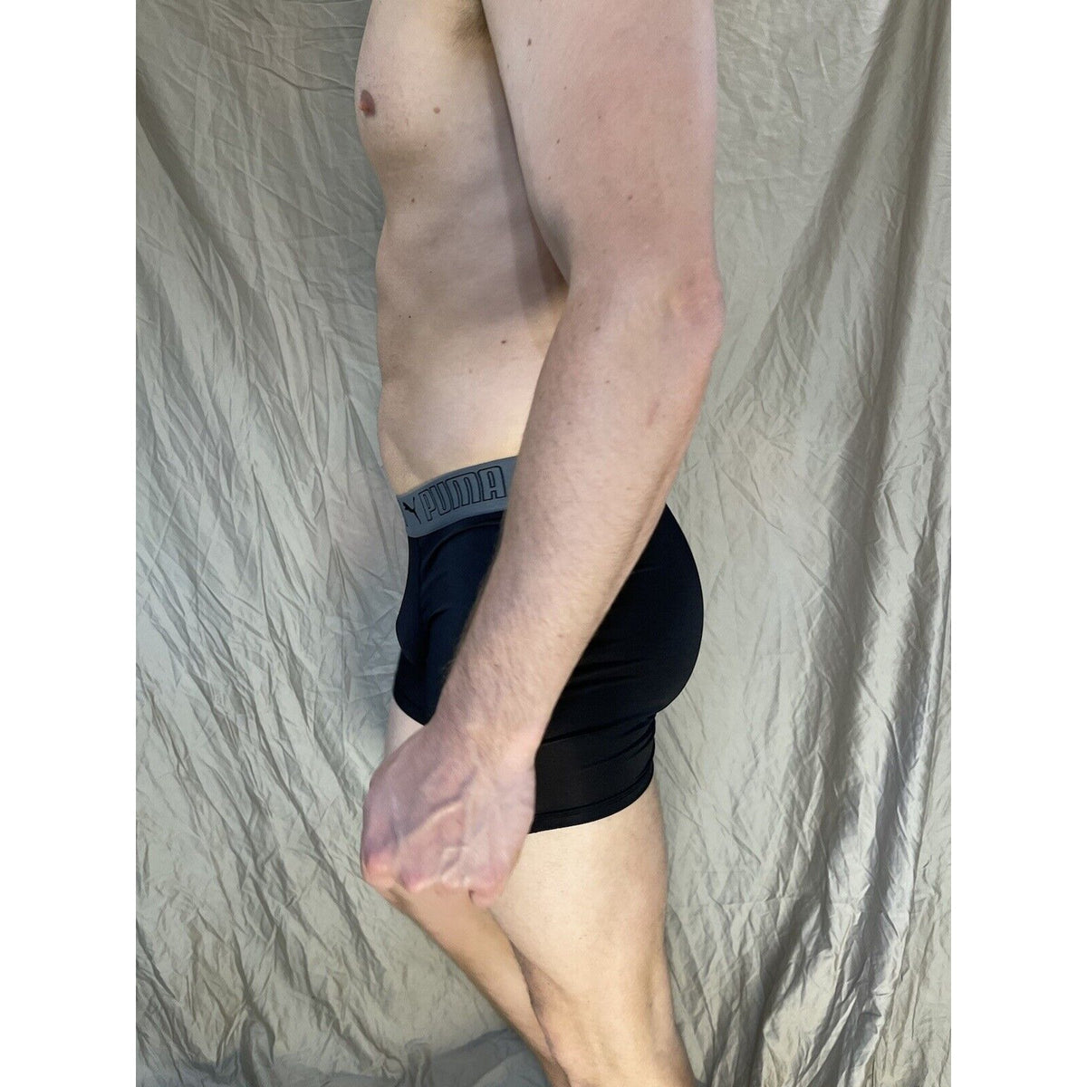 men's medium puma compression shorts black with gray band