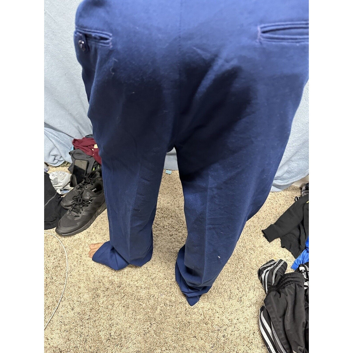 Men’s Blue Air Force Uniform Dress Pants Trousers 35L C Poly Wool