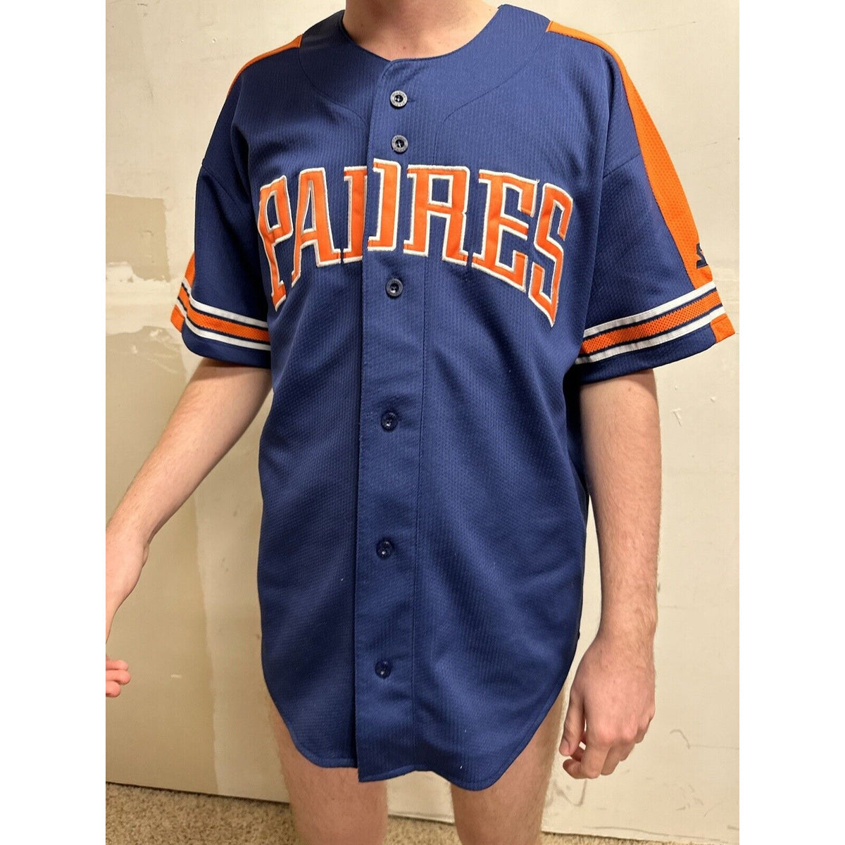 san diego padres genuine merchandise by starter fits like a medium jersey