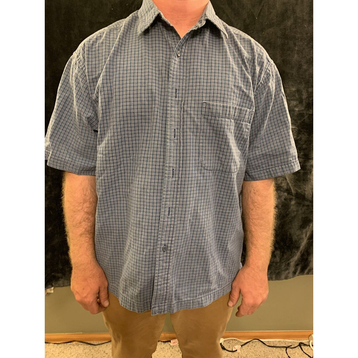 Eddie Bauer Checked Men’s Long Sleeve Button Down Dress Shirt Size Large