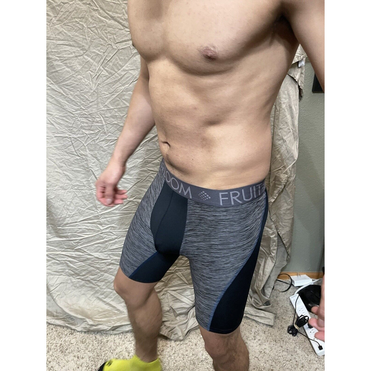 men's fruit of the loom black And Gray compression boxer shorts breathable  S