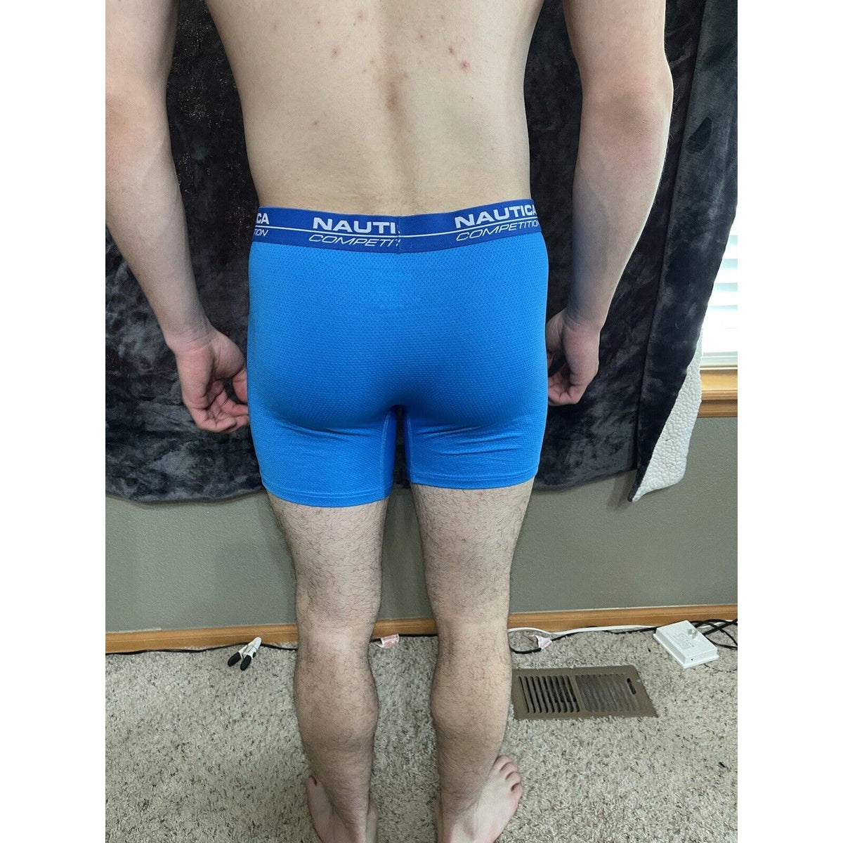 Men’s Large Teal Blue Nautica 7% Spandex Compression Shorts New