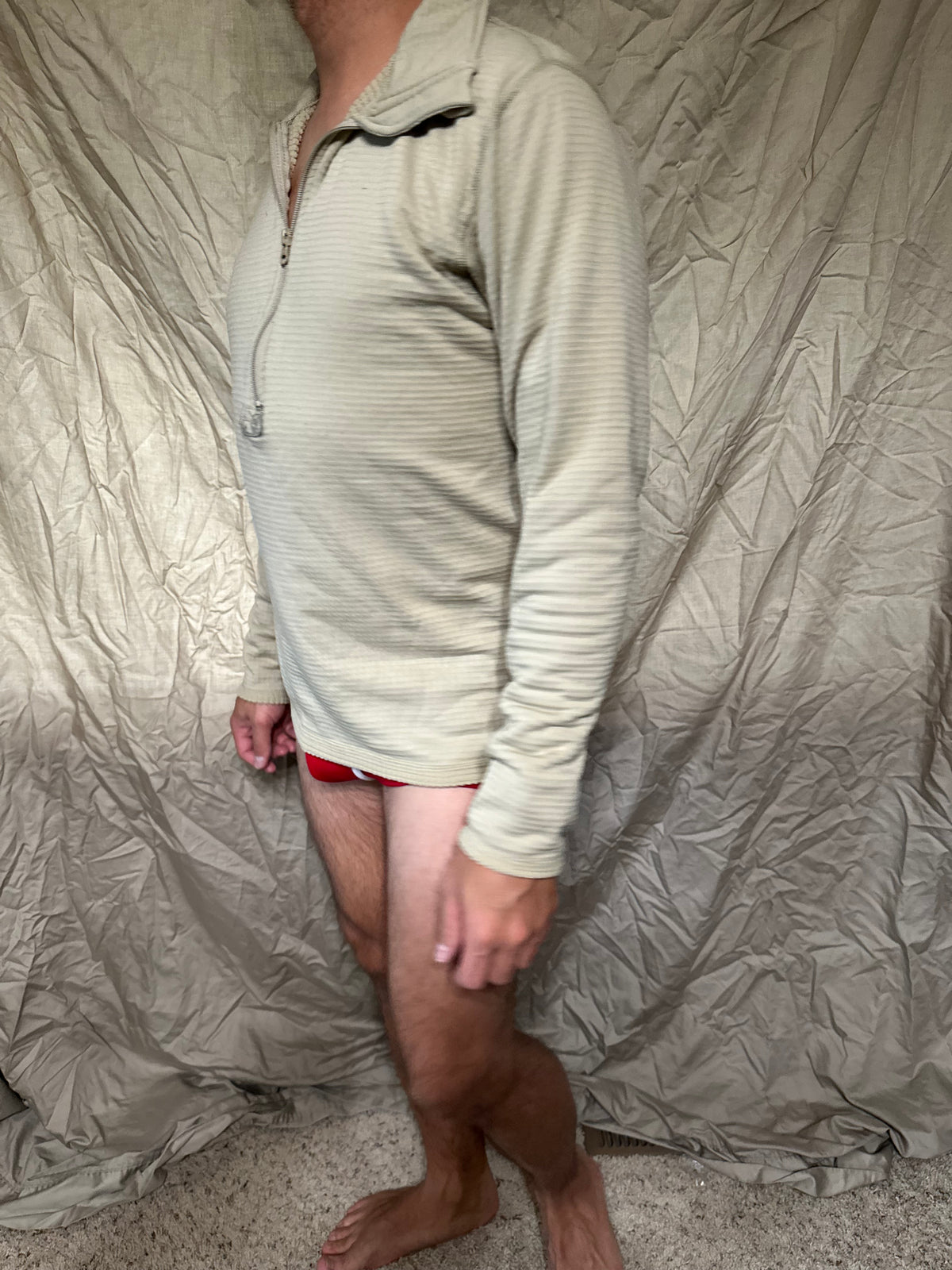 Men’s tan cold weather 1/4 zip cold weather shirt long sleeved gen iii
