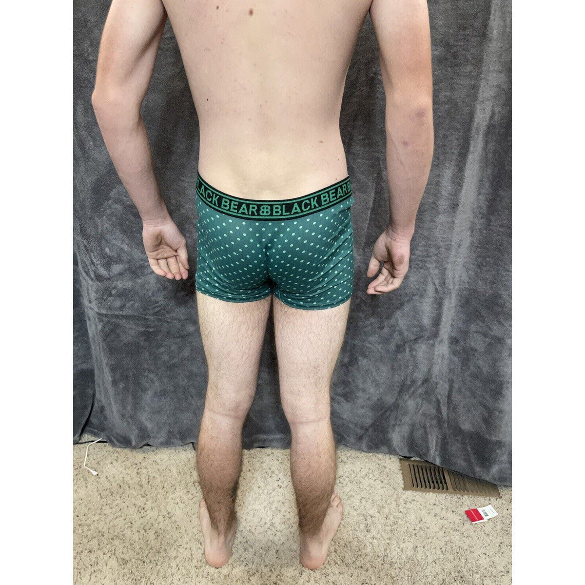 men's medium athletic trunk style black bear boxer brief Green With Polka Dots