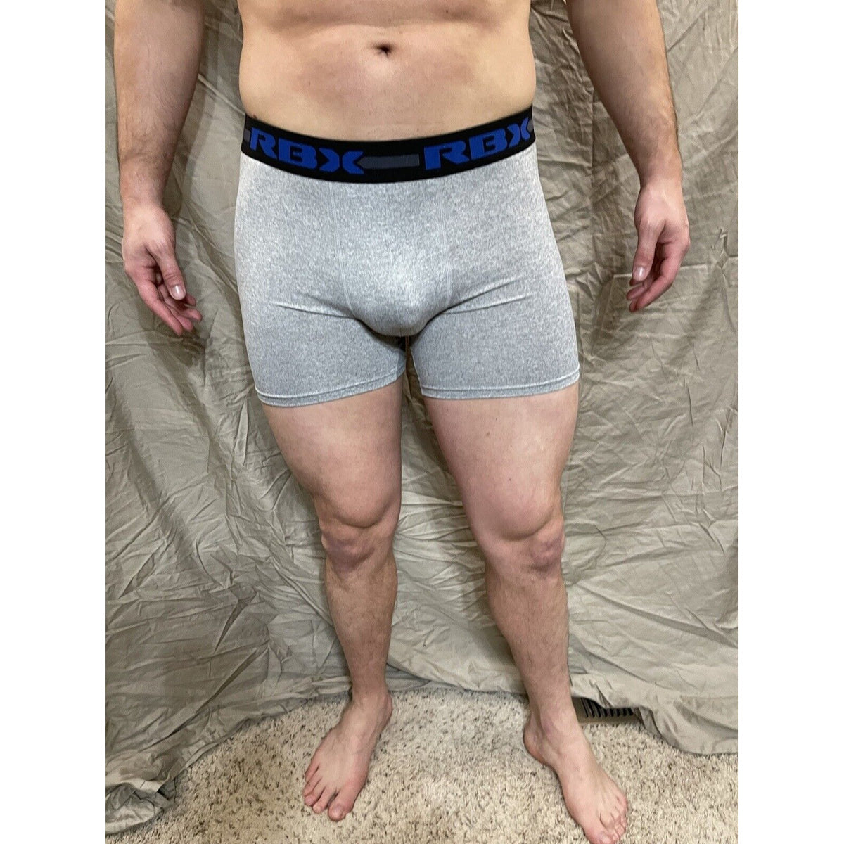Men's RBX active gray compression shorts Large