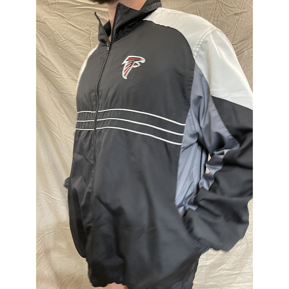 Men's SI NFL Team Reebok full zip atlanta falcons black windbreaker jacket XL