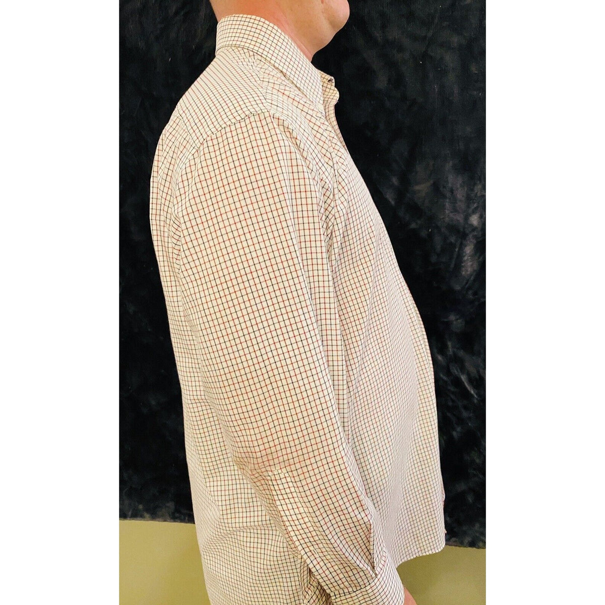 Stafford WrinkleFree Broadcloth Sz 17 32/33 Checkered (red + Black) Long Sleeves