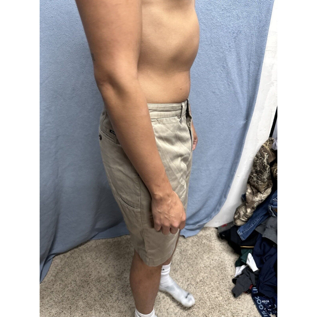 MENS BILLABONG Tan Beige Khaki CARTER STRETCH Flat Front Chino Shorts 31