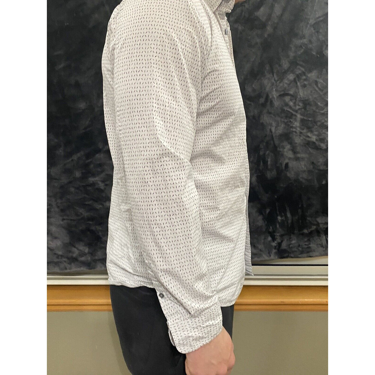 Mossimo Slim Fit Men’s Medium Gray with Black Confetti Button-down Long Sleeves