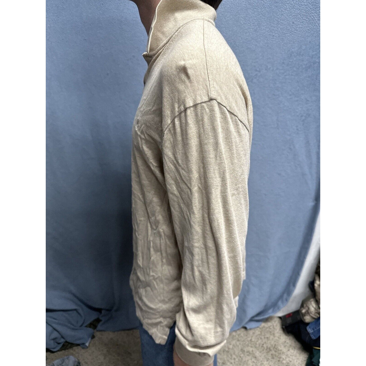 Men’s Tan Polo By Ralph Lauren Long Sleeve Large Long Sleeve Pullover Shirt
