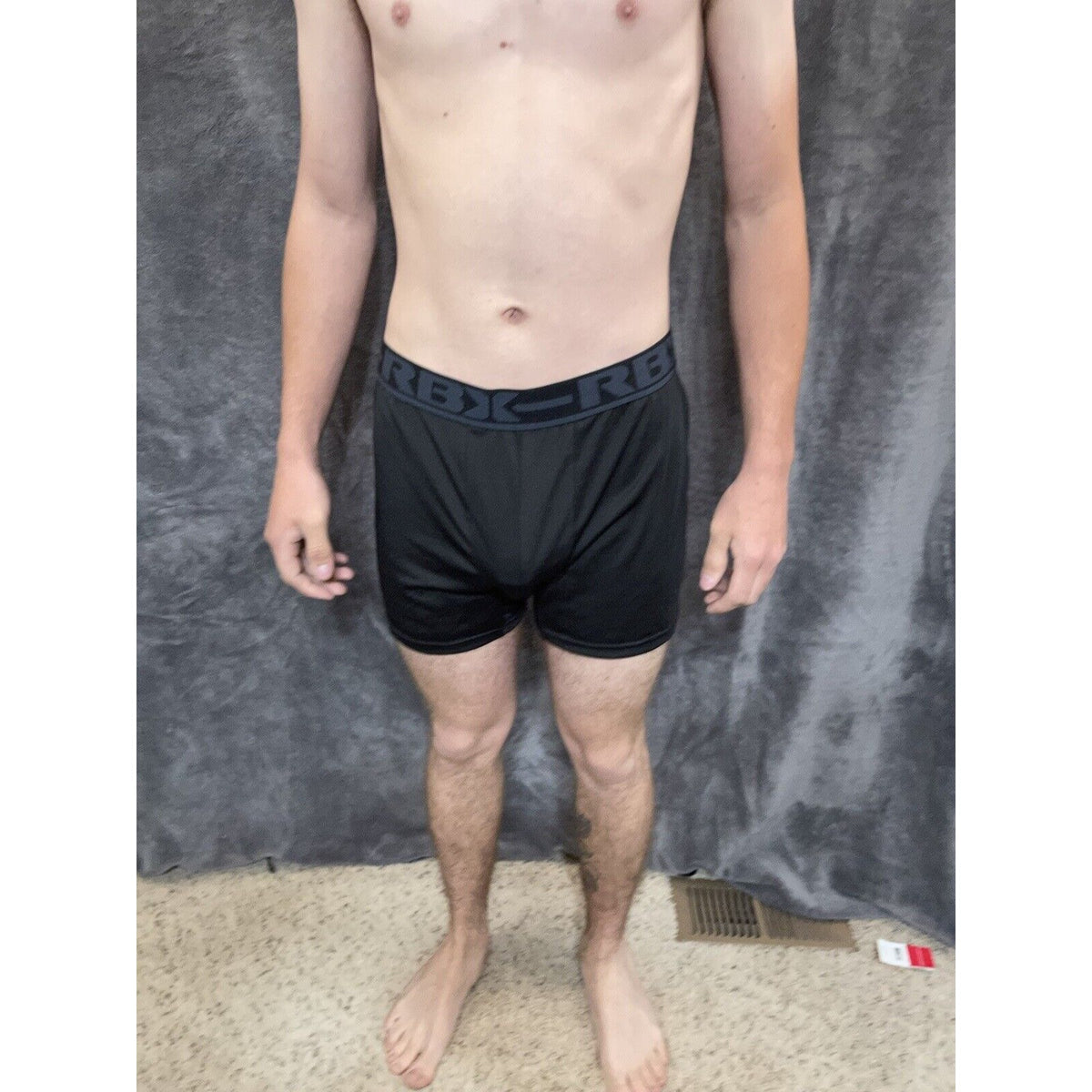 men's Black with Black Band RBX large compression boxer briefs 10% spandex
