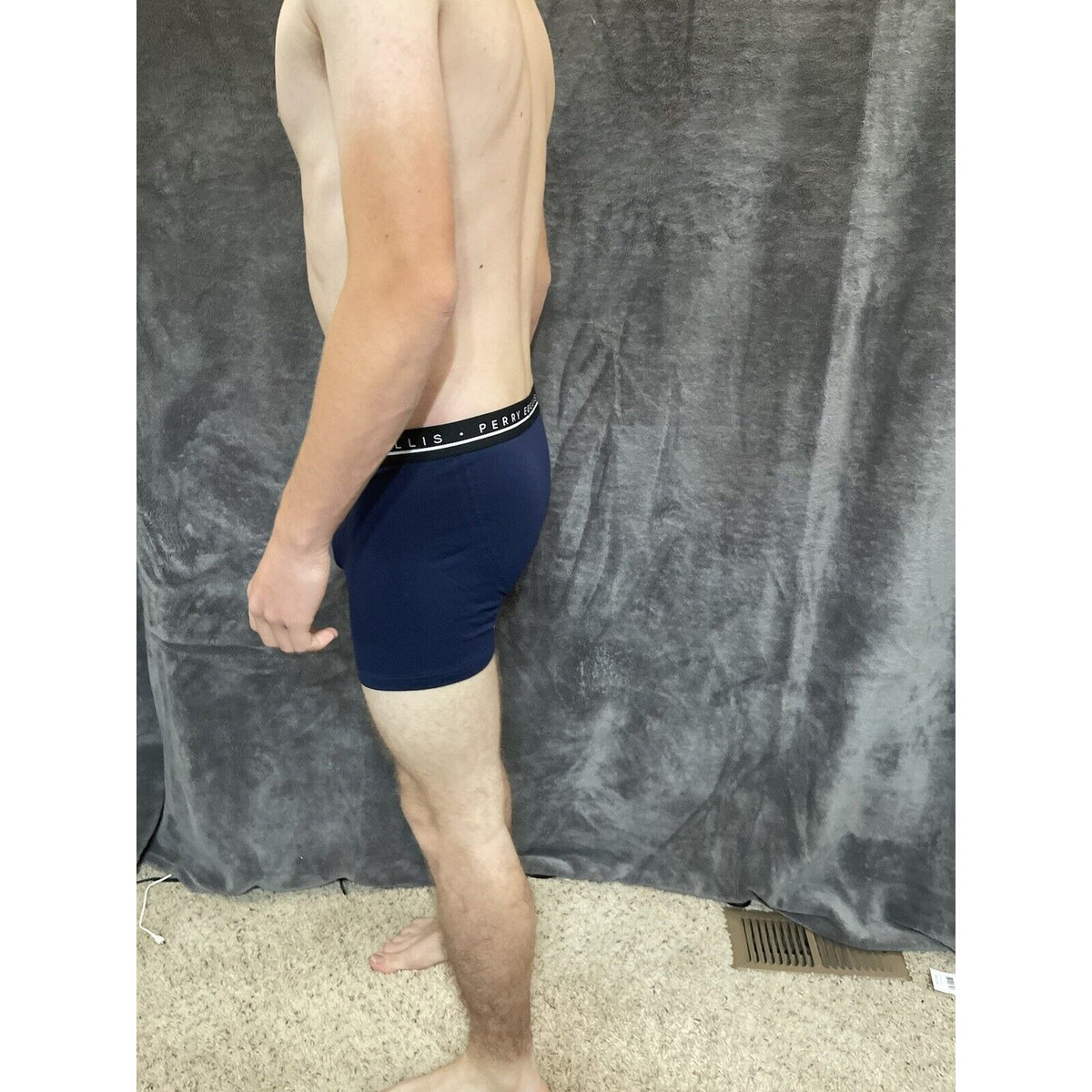 men's Medium perry ellis dark blue compression boxer brief 5% spandex