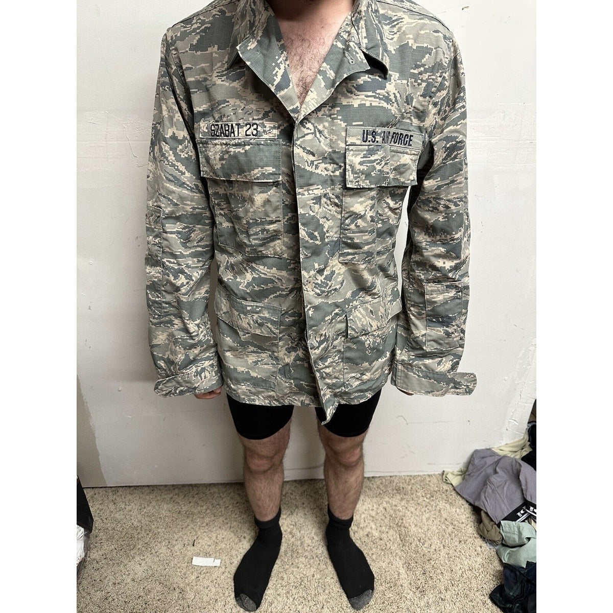 Men’s USAF Abu Airman Battle Uniform Civil Air Patrol Tool Uniform Blouse 46R