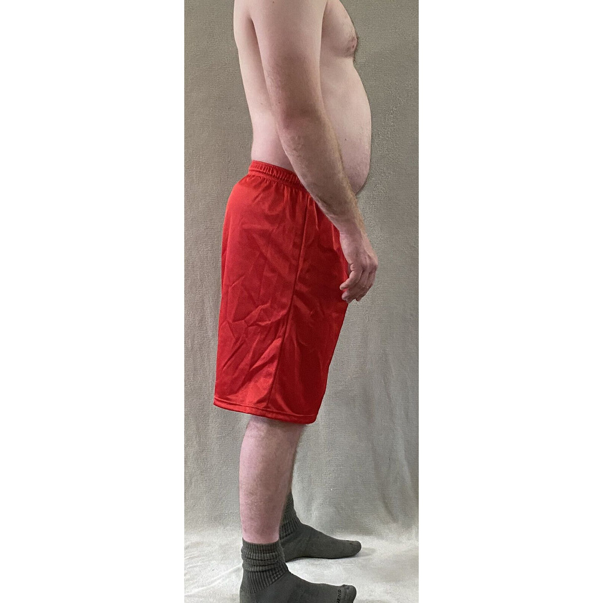Soffe Men’s Large Bright Cardinal Red Basketball Training Polyester Mesh Shorts