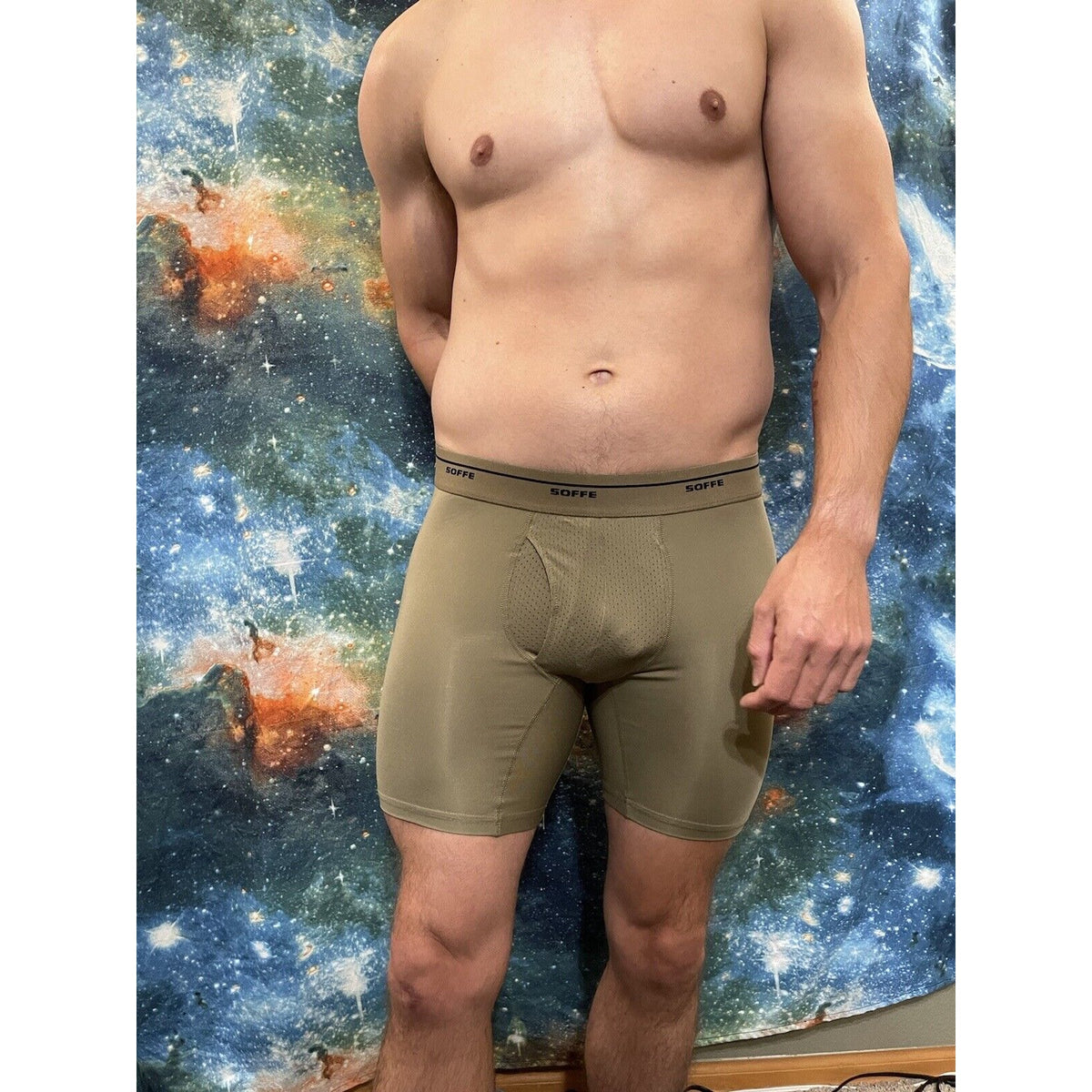Men’s Athletic Compression Shorts Base Layer Tan Soffe small