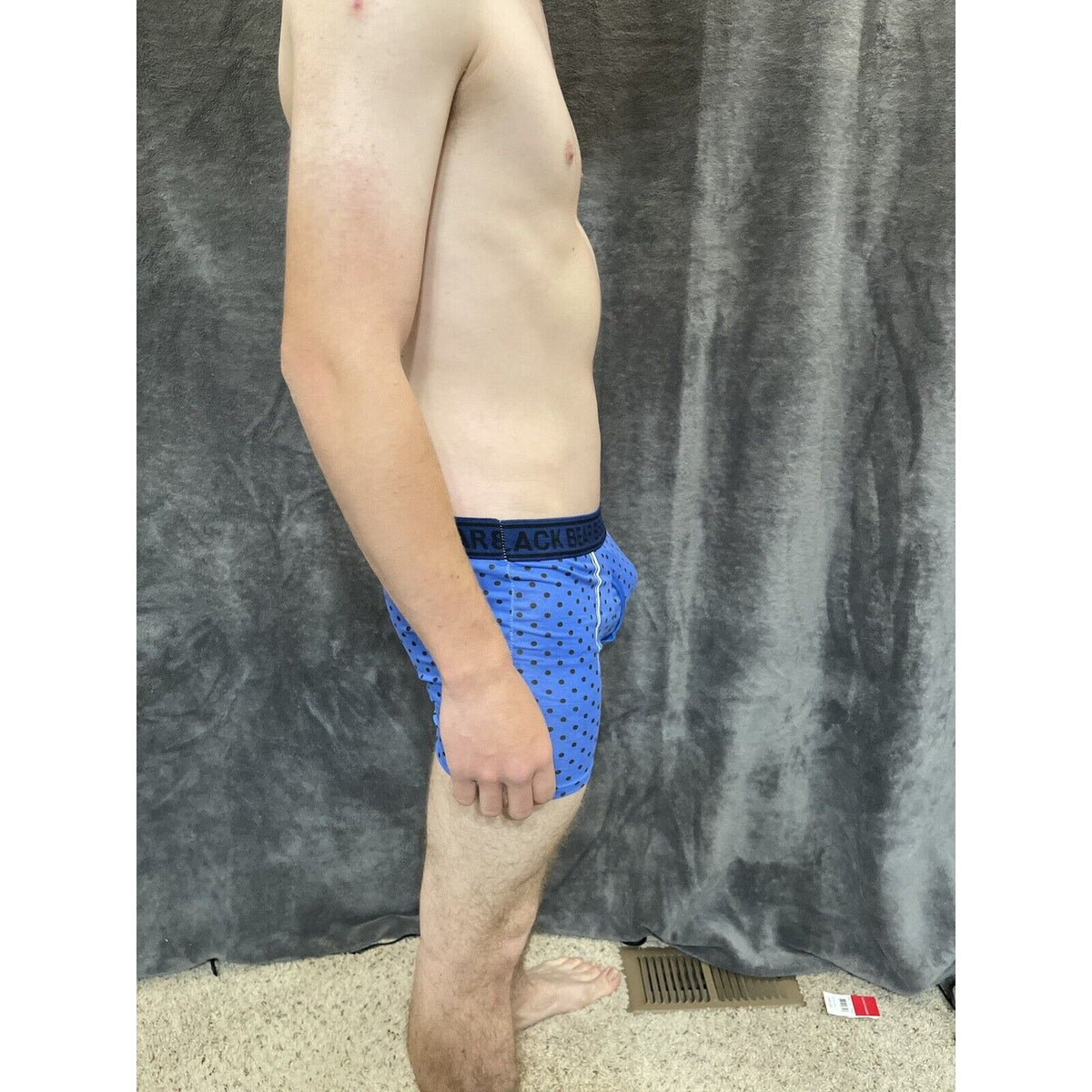 men's medium athletic trunk style black bear boxer brief Blue Polka Dots