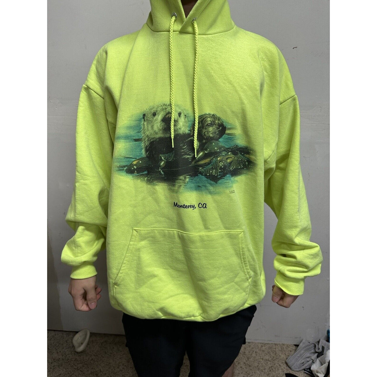 Men’s Neon Yellow Monterey California XXL Hoodie Pullover