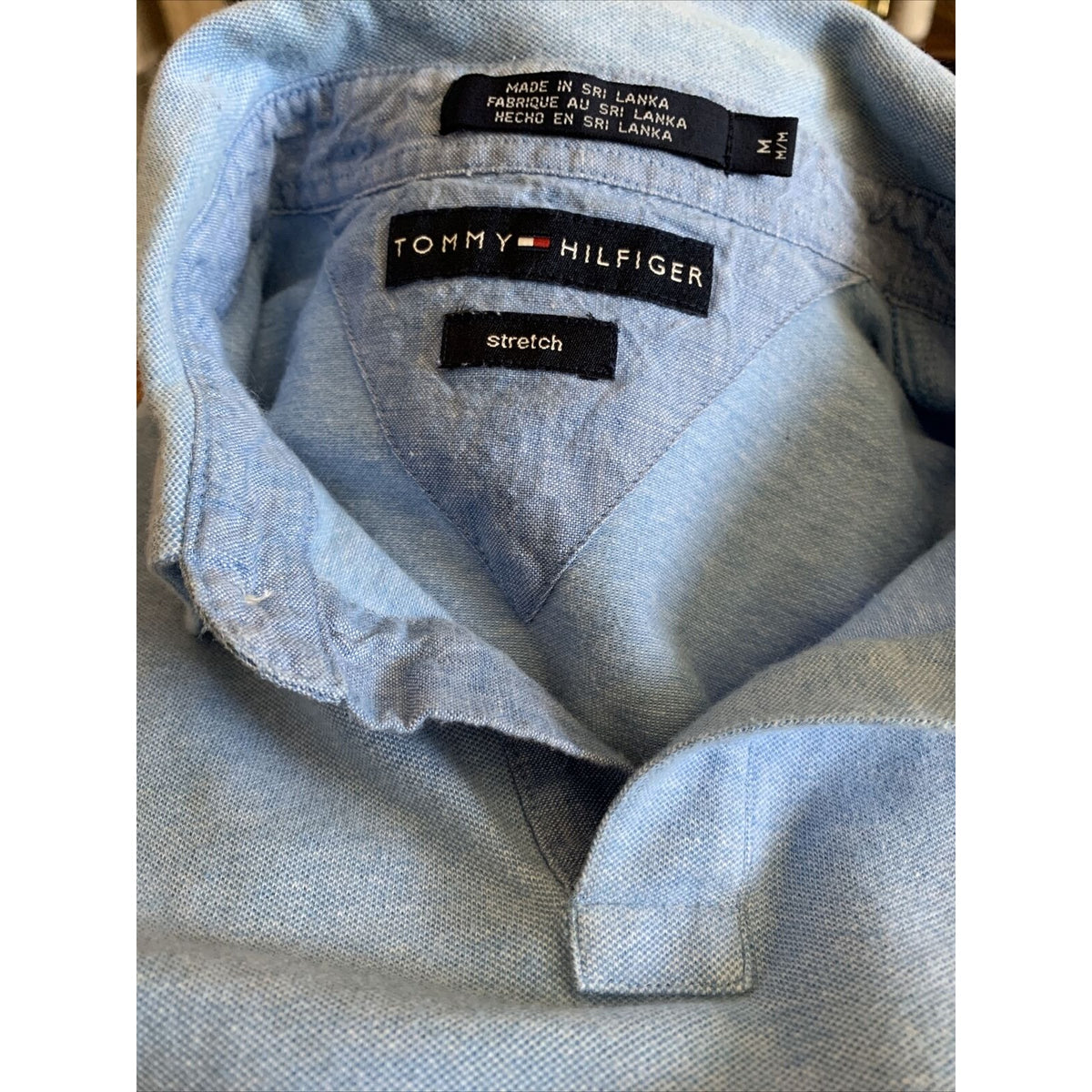 Vintage Tommy Hilfiger Polo Golf Shirt Blue Cotton Stretch Size Medium